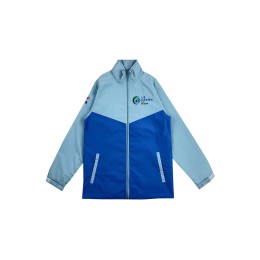 Design two-color contrasting windbreaker jacket, custom-made powder blue royal blue print and embroidered logo, elastic Velcro cuffs, regional health station, health promotion, education staff  windbreaker anti wrinkle J1013 Design two-color contrasting windbreaker jacket, custom-made powder blue royal blue print and embroidered logo, elastic Velcro cuffs, regional health station, health promotion, education staff  windbreaker anti wrinkle J1013